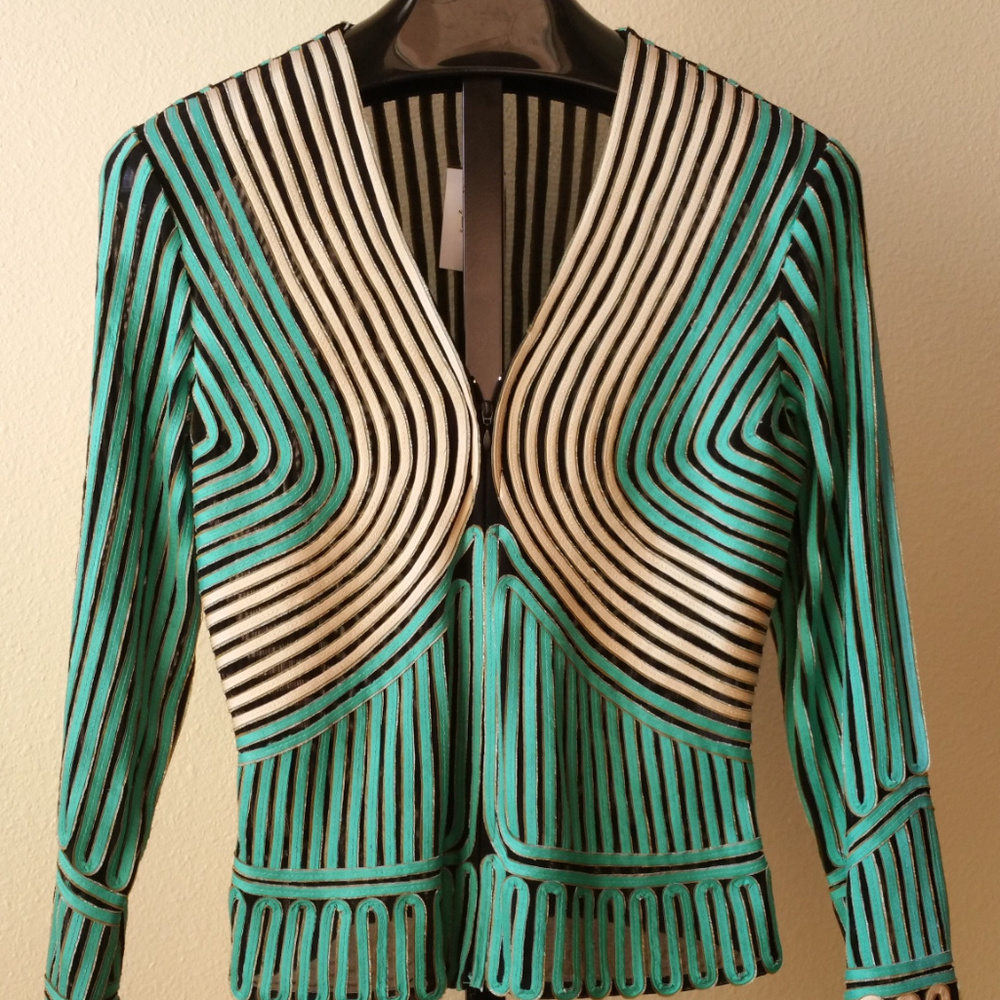 IKA Jacket BLK/TURQ/KHA Sz 8 Zip NWT